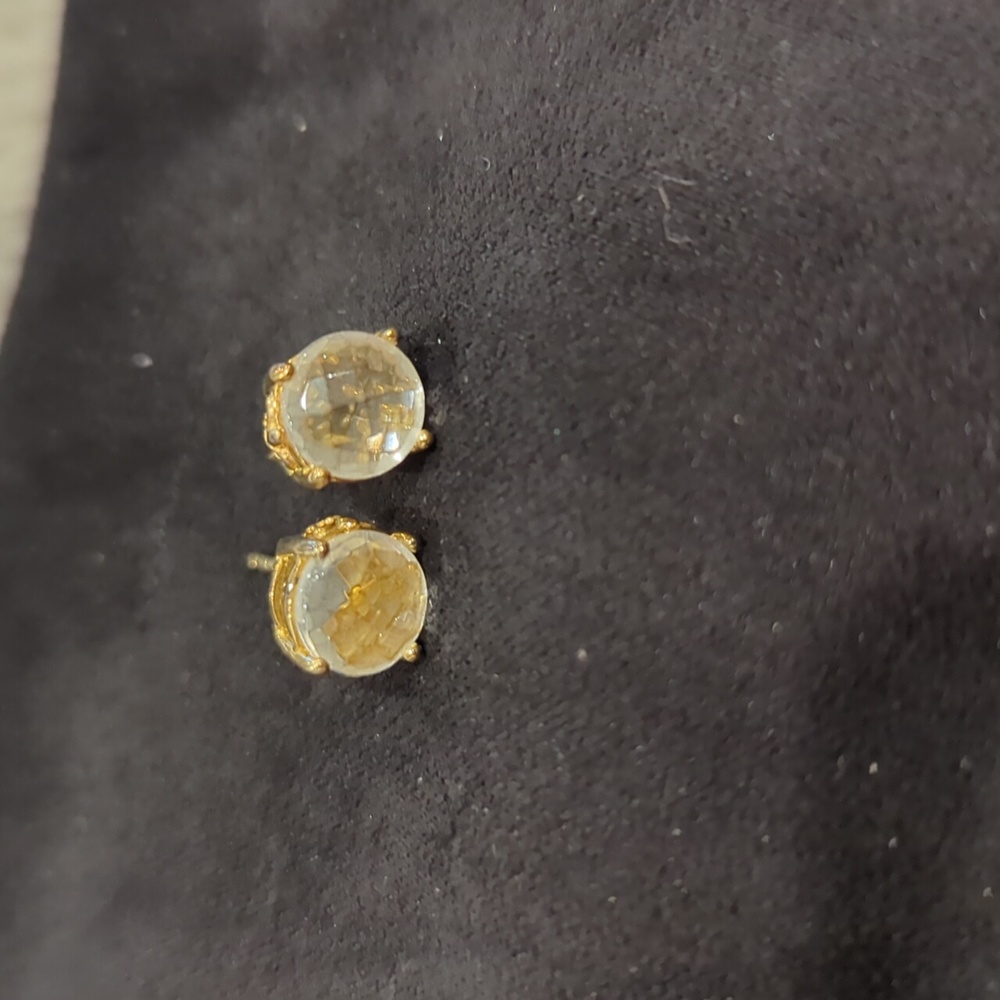 New David Sigal white Quartz Riolette stud earrings